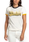 Pittsburgh Steelers Womens Junk Food Clothing Retro Ringer T-Shirt - White