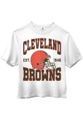Cleveland Browns Womens Junk Food Clothing Helmet T-Shirt - White