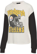 Pittsburgh Steelers Womens Junk Food Clothing Contrast Crew Sweatshirt - White