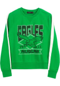 Philadelphia Eagles Womens Junk Food Clothing Overtime Crew Sweatshirt - Kelly Green