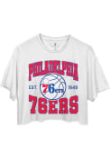 Philadelphia 76ers Womens Junk Food Clothing Cropped T-Shirt - White