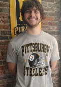 Pittsburgh Steelers Junk Food Clothing NFL HELMET T Shirt - Grey