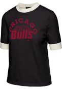 Chicago Bulls Womens Junk Food Clothing Ringer T-Shirt - Black
