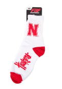 Nebraska Cornhuskers Logo Name Quarter Socks - White