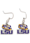 LSU Tigers Womens Silver Dangle Earrings - Silver