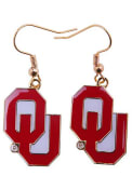 Oklahoma Sooners Womens Logo Dangle Earrings - Crimson