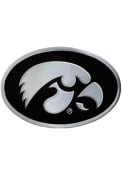 Iowa Hawkeyes Chrome Oval Car Emblem - Black