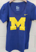 Michigan Wolverines Womens Nike Logo Scoop Neck T-Shirt - Navy Blue