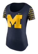 Nike Michigan Wolverines Womens First String Navy Blue Scoop T-Shirt