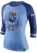 Nike Kansas City Royals Womens Triblend Raglan Light Blue T-Shirt