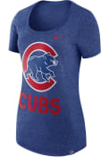 Nike Chicago Cubs Womens Marled Boyfriend Blue Scoop T-Shirt