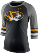 Nike Missouri Tigers Womens Stipe Sleeve Raglan Black T-Shirt