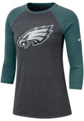 Philadelphia Eagles Womens Nike Tri-Blend Crew Neck 3/4 Raglan T-Shirt - Grey