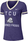 TCU Horned Frogs Womens Nike Slub Fan V Neck T-Shirt - Purple