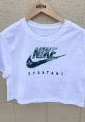 Michigan State Spartans Womens Nike Spring Break Futura Cropped T-Shirt - White