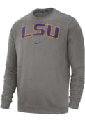 LSU Tigers Nike Club Fleece Crew Sweatshirt - Grey