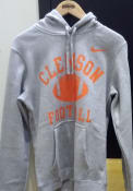 Clemson Tigers Nike Club Fleece Football Hooded Sweatshirt - Grey