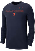 Illinois Fighting Illini Nike Team Issue T Shirt - Navy Blue