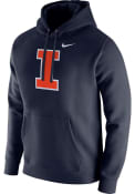 Illinois Fighting Illini Nike Club Fleece Logo Hooded Sweatshirt - Navy Blue