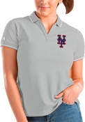 New York Mets Womens Antigua Affluent Polo Shirt - Grey