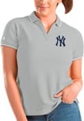 New York Yankees Womens Antigua Affluent Polo Shirt - Grey