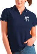 New York Yankees Womens Antigua Affluent Polo Shirt - Navy Blue