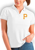 Pittsburgh Pirates Womens Antigua Affluent Polo Shirt - White