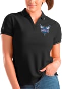 Charlotte Hornets Womens Antigua Affluent Polo Shirt - Black