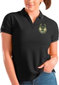 Milwaukee Bucks Womens Antigua Affluent Polo Shirt - Black
