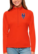 New York Mets Womens Antigua Tribute 1/4 Zip Pullover - Orange