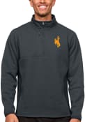 Wyoming Cowboys Antigua Course Pullover Jackets - Charcoal