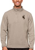 Wyoming Cowboys Antigua Course Pullover Jackets - Oatmeal