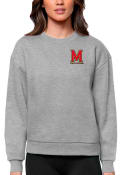 Maryland Terrapins Womens Antigua Victory Crew Sweatshirt - Grey