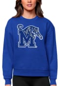 Memphis Tigers Womens Antigua Victory Crew Sweatshirt - Blue