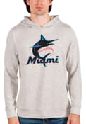Miami Marlins Antigua Absolute Hooded Sweatshirt - Oatmeal