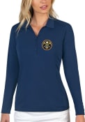 Denver Nuggets Womens Antigua Tribute Polo Shirt - Navy Blue