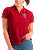 USWNT Womens Antigua Affluent Polo Shirt - Red