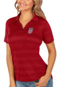 USWNT Womens Antigua Compass Polo Shirt - Red