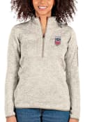 USWNT Womens Antigua Fortune 1/4 Zip Pullover - Oatmeal