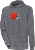 Cleveland Browns Antigua Chenille Logo Absolute Hooded Sweatshirt - Charcoal