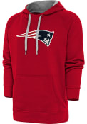 New England Patriots Antigua Chenille Logo Victory Hooded Sweatshirt - Red