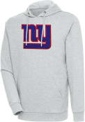 New York Giants Antigua Chenille Logo Action Pullover Jackets - Grey
