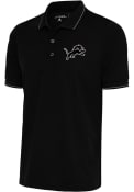 Detroit Lions Antigua Metallic Logo Affluent Polo Shirt - Black