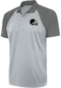 Cleveland Browns Antigua Metallic Logo Nova Polo Shirt - Silver