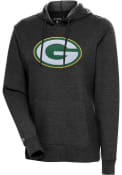 Green Bay Packers Womens Antigua Chenille Logo Action Pullover - Black