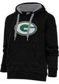 Green Bay Packers Womens Antigua Chenille Logo Victory Pullover - Black