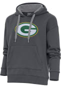 Green Bay Packers Womens Antigua Chenille Logo Victory Pullover - Charcoal