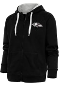 Baltimore Ravens Womens Antigua Metallic Logo Victory Full Zip Jacket - Black
