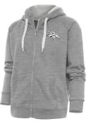 Denver Broncos Womens Antigua Metallic Logo Victory Full Zip Jacket - Grey