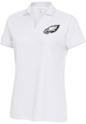 Philadelphia Eagles Womens Antigua Metallic Logo Affluent Polo Shirt - White